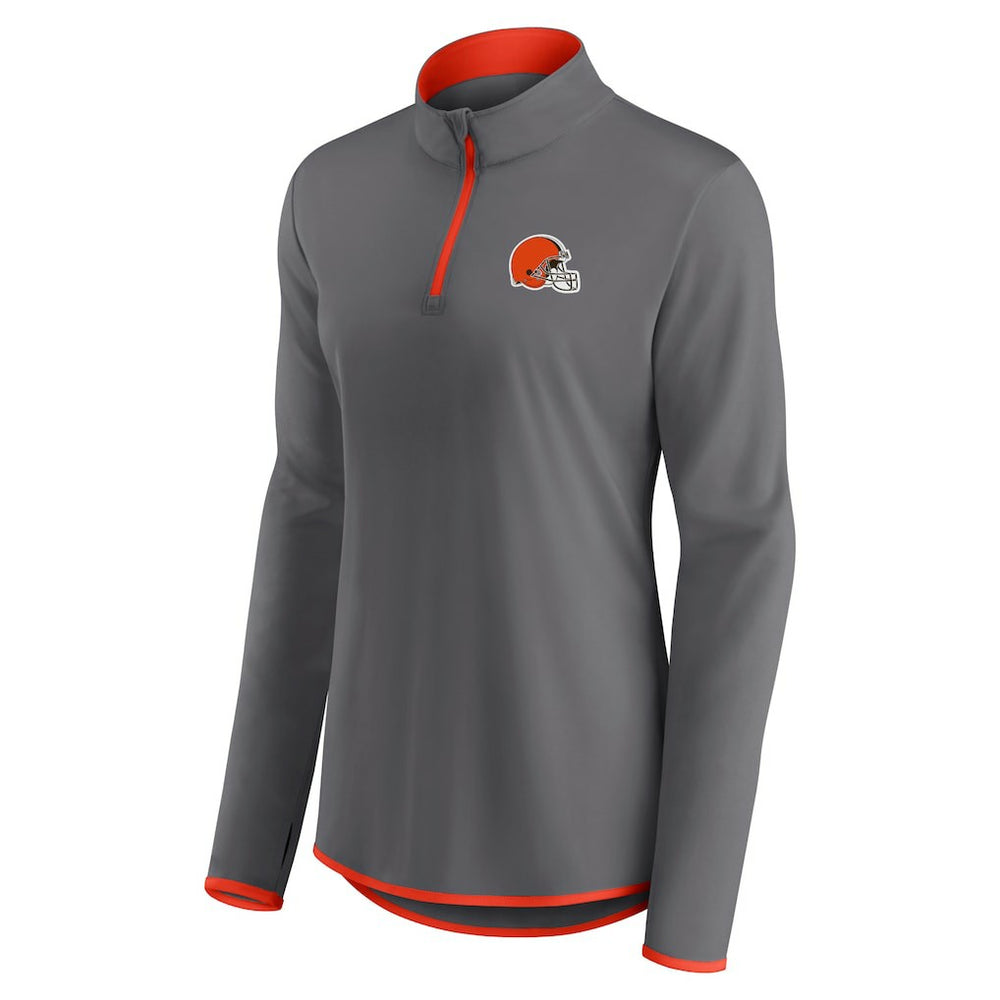 Cleveland Browns Women's Adult Corner Long Sleeve 1/4 Zip Top Gray