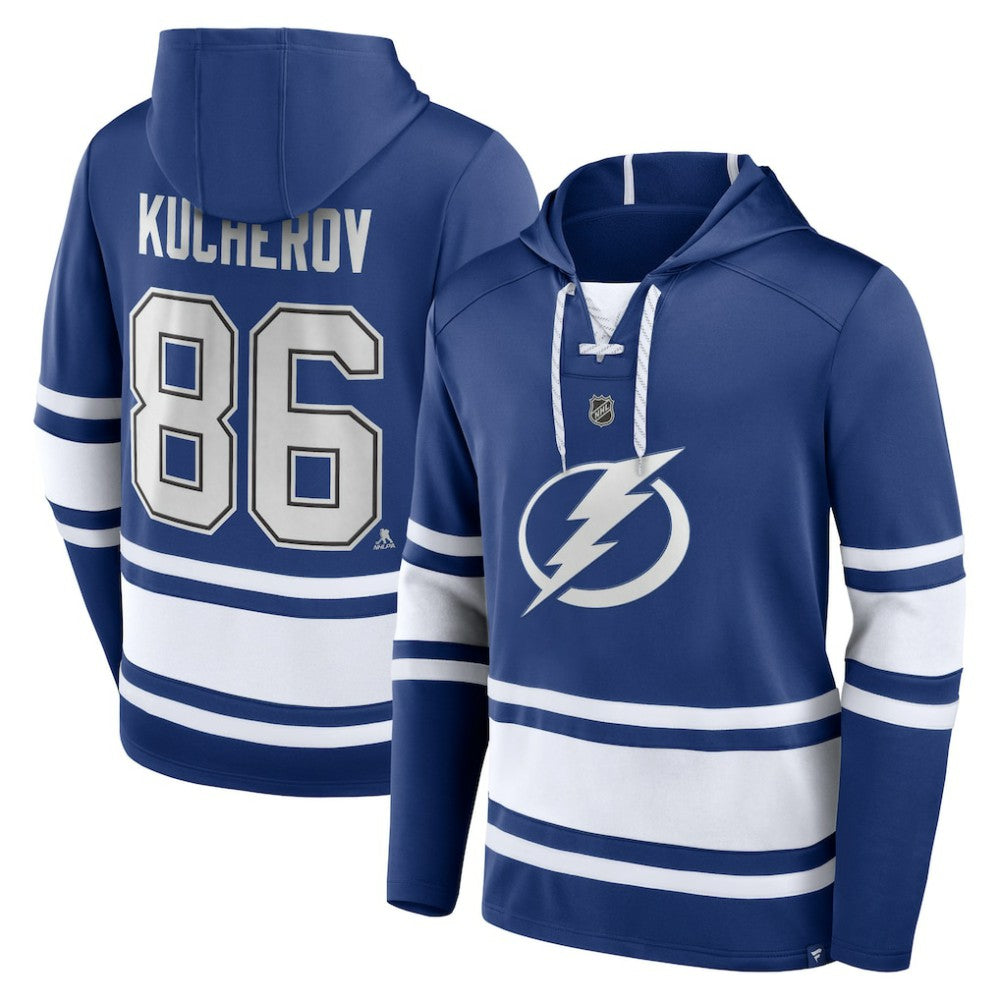 NHL Nikita Kucherov Tampa Bay Lightning Fanatics Name & Number Lace-Up Pullover Hoodie - Blue