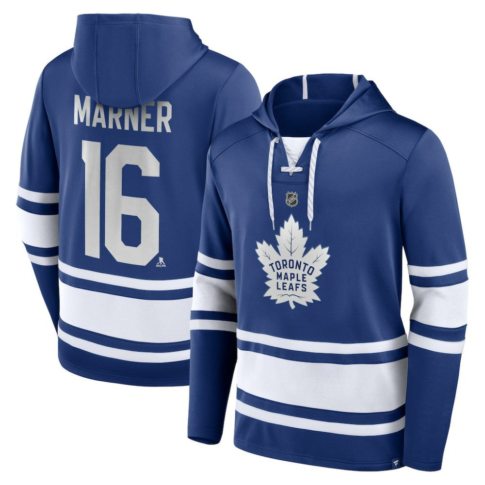 NHL Mitch Marner Toronto Maple Leafs Fanatics Name & Number Lace-Up Pullover Hoodie - Blue