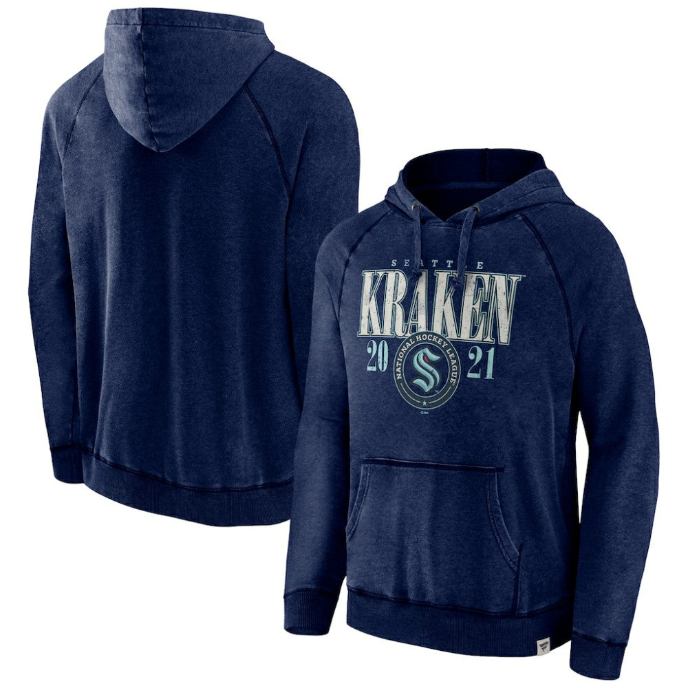 NHL Seattle Kraken Fanatics Shoulder-To-Shoulder Raglan Pullover Hoodie - Heather Deep Sea Blue
