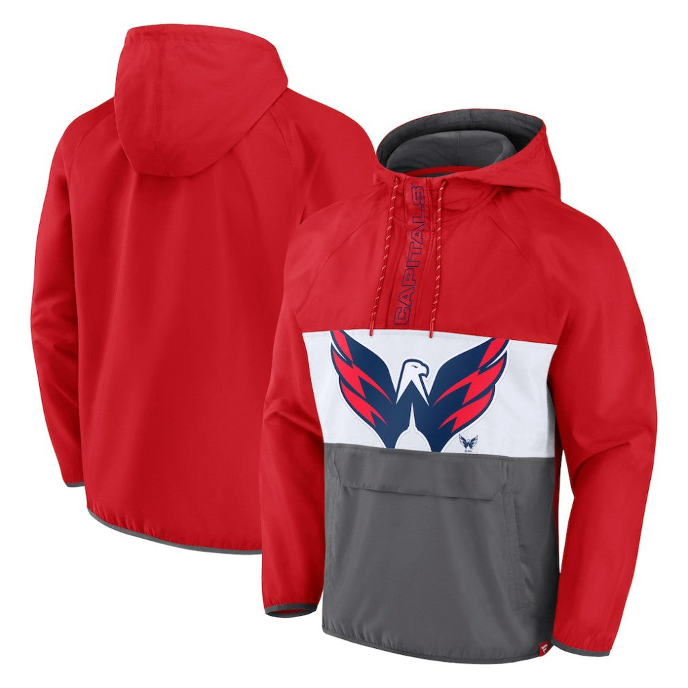 NHL Washington Capitals Fanatics Flagrant Foul Anorak Raglan Half-Zip Hoodie Jacket - Red