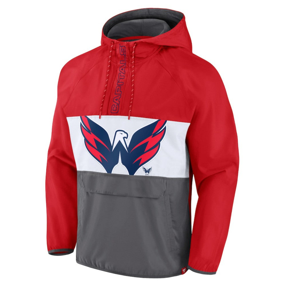 NHL Washington Capitals Fanatics Flagrant Foul Anorak Raglan Half-Zip Hoodie Jacket - Red