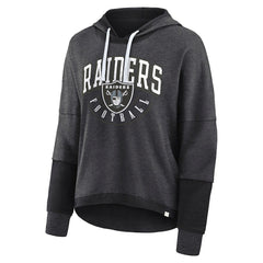 Las Vegas Raiders Women's Lightewight Modest Crop Lounge Helmet Arch Pullover Hoodie Charcoal