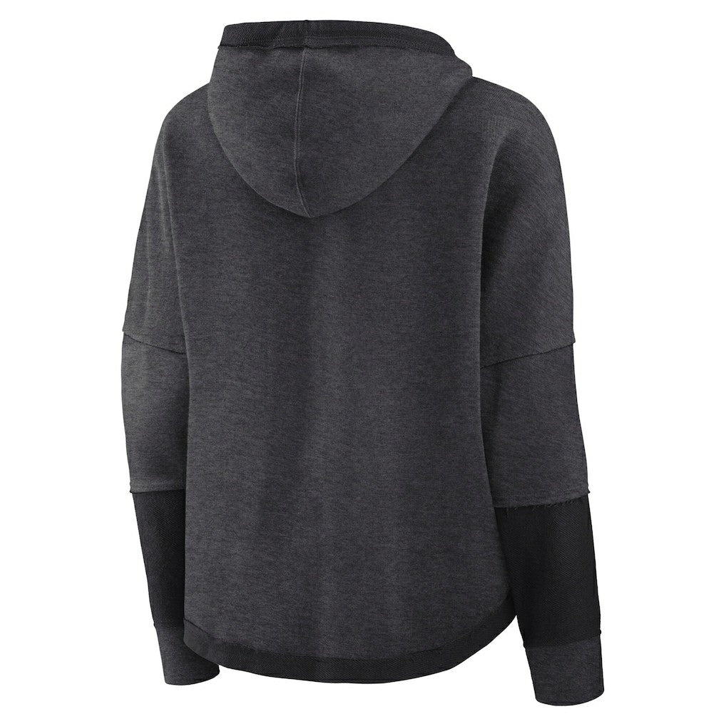 Cleveland Browns Women's Lightewight Modest Crop Lounge Helmet Arch Pullover Hoodie Charcoal