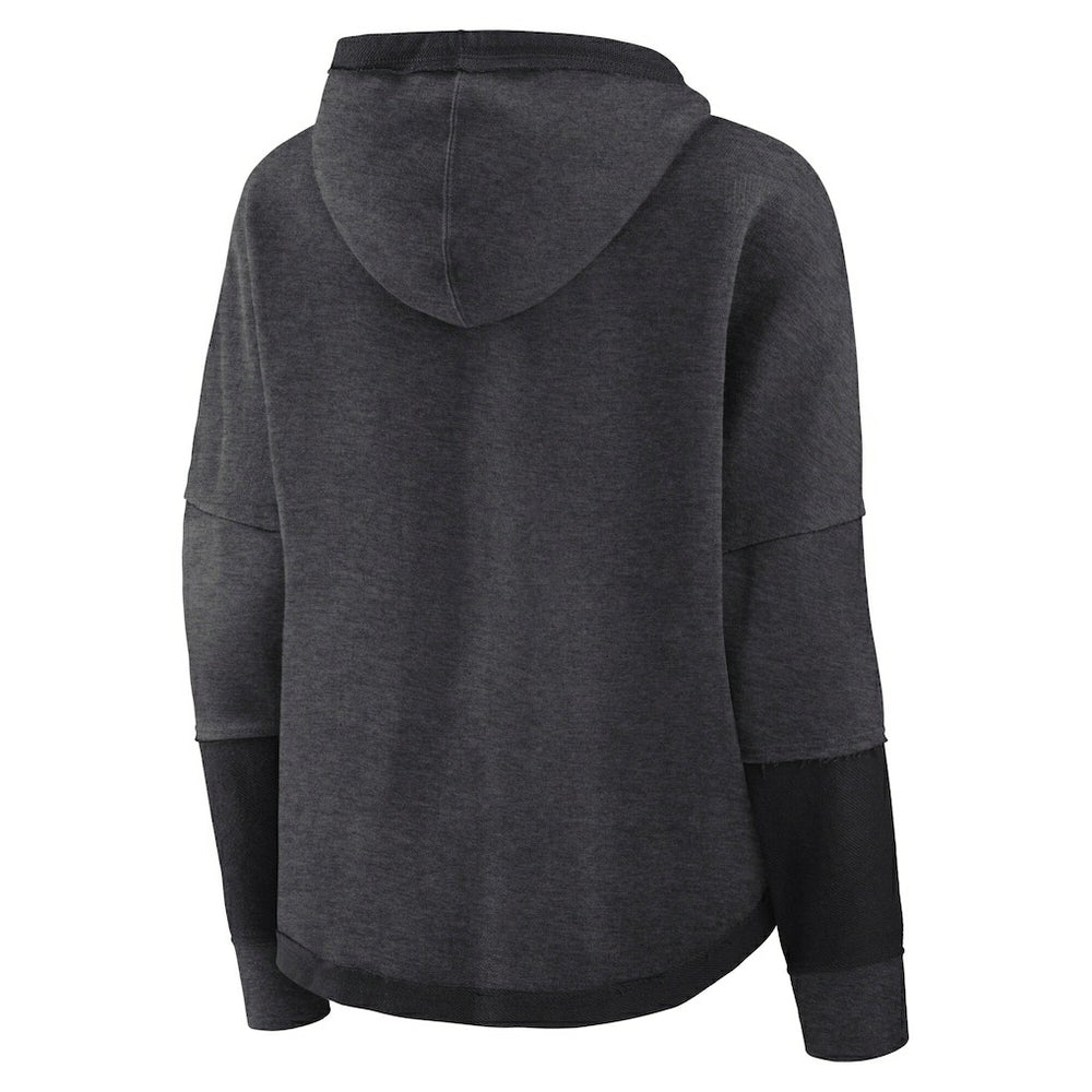 Carolina Panthers Women's Lightewight Modest Crop Lounge Helmet Arch Pullover Hoodie Charcoal