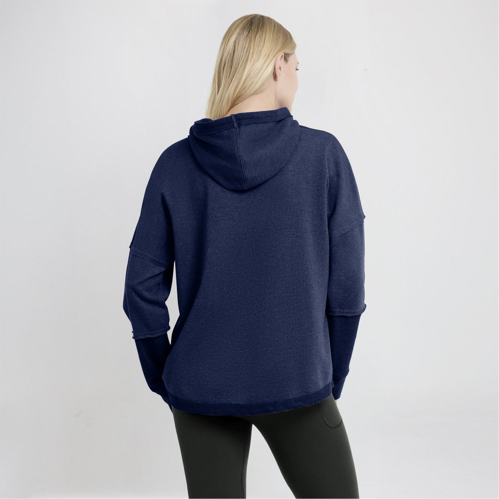 Tennessee Titans Women's Lightewight Modest Crop Lounge Helmet Arch Pullover Hoodie Navy