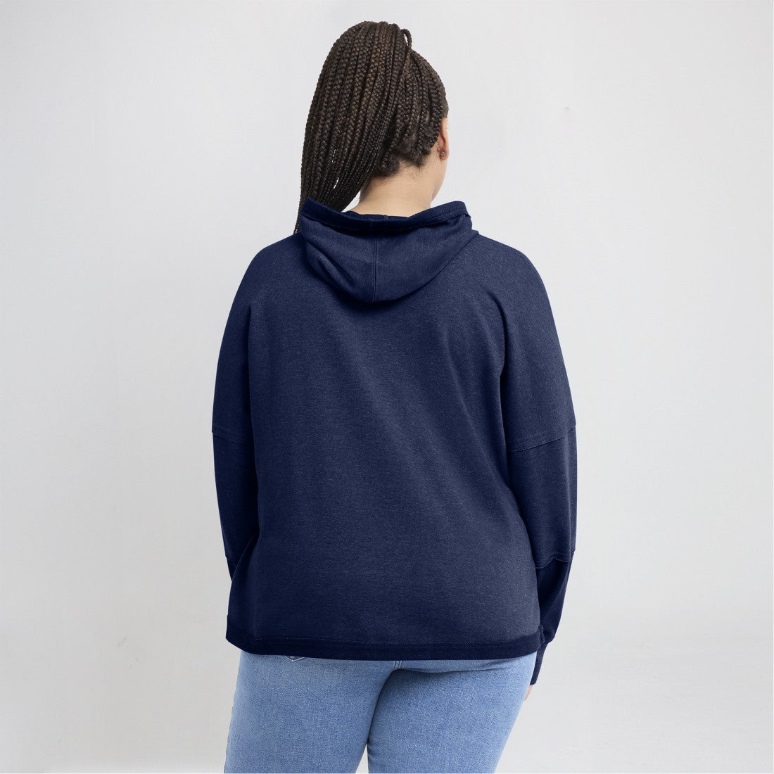 Tennessee Titans Women's Lightewight Modest Crop Lounge Helmet Arch Pullover Hoodie Navy