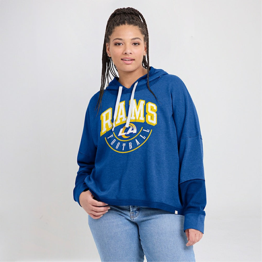 Los Angeles Rams Women's Lightewight Modest Crop Lounge Helmet Arch Pullover Hoodie Royal