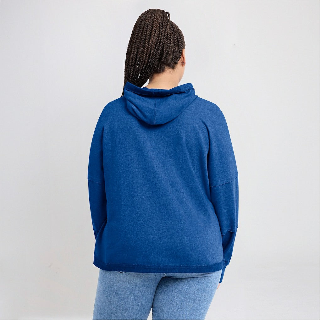 Los Angeles Rams Women's Lightewight Modest Crop Lounge Helmet Arch Pullover Hoodie Royal