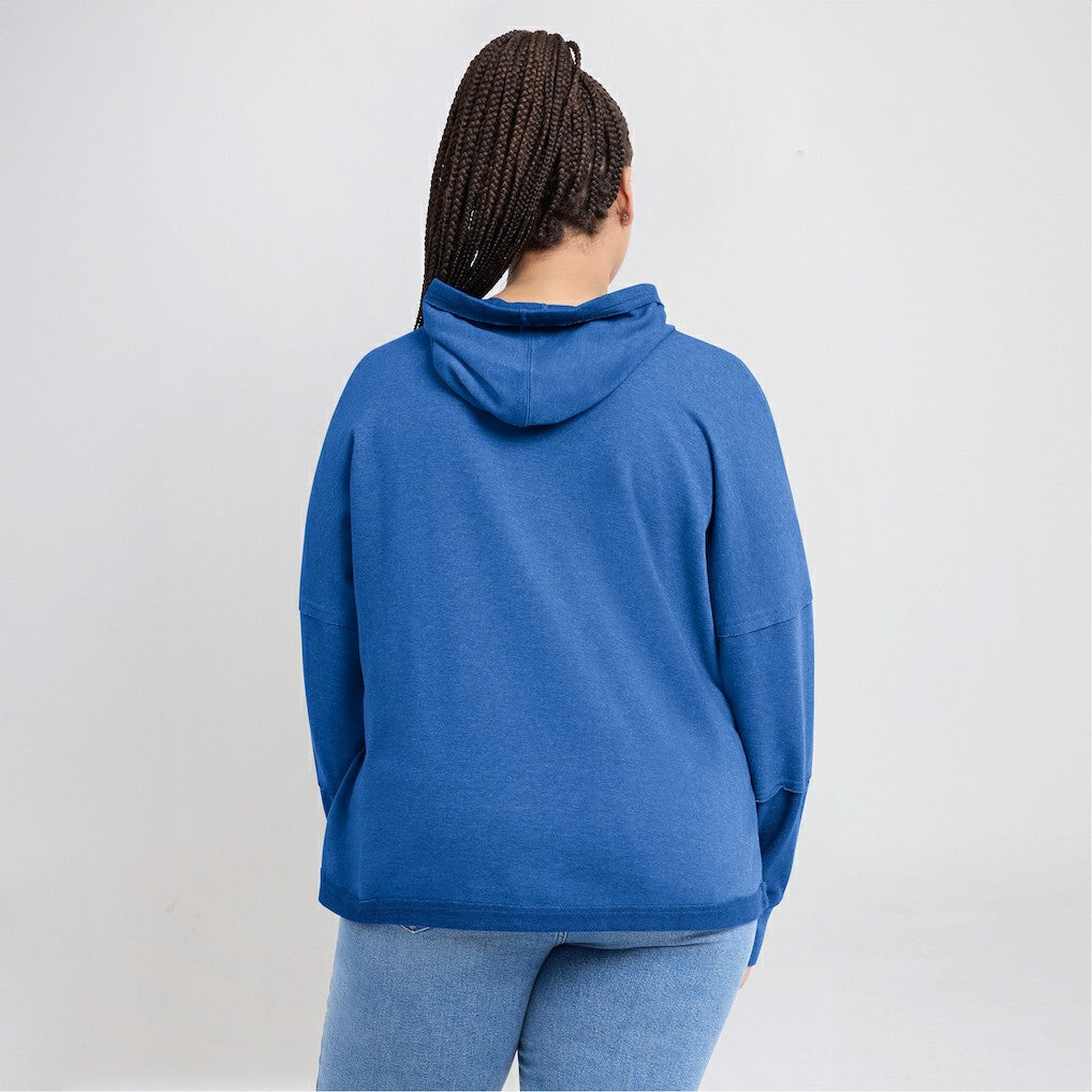 Los Angeles Chargers Women's Lightewight Modest Crop Lounge Helmet Arch Pullover Hoodie Powder Blue