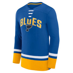 NHL St. Louis Blues Fanatics Back Pass Lace-Up Long Sleeve T-Shirt - Blue