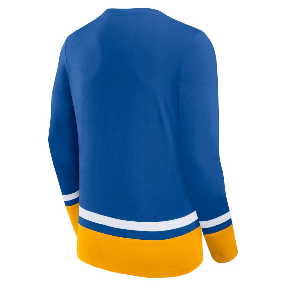 NHL St. Louis Blues Fanatics Back Pass Lace-Up Long Sleeve T-Shirt - Blue