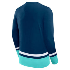 NHL Seattle Kraken Fanatics Back Pass Lace-Up Long Sleeve T-Shirt - Deep Sea Blue