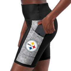 Pittsburgh Steelers Certo Women's High Waist Logo Two-Pocket Biker Shorts Black