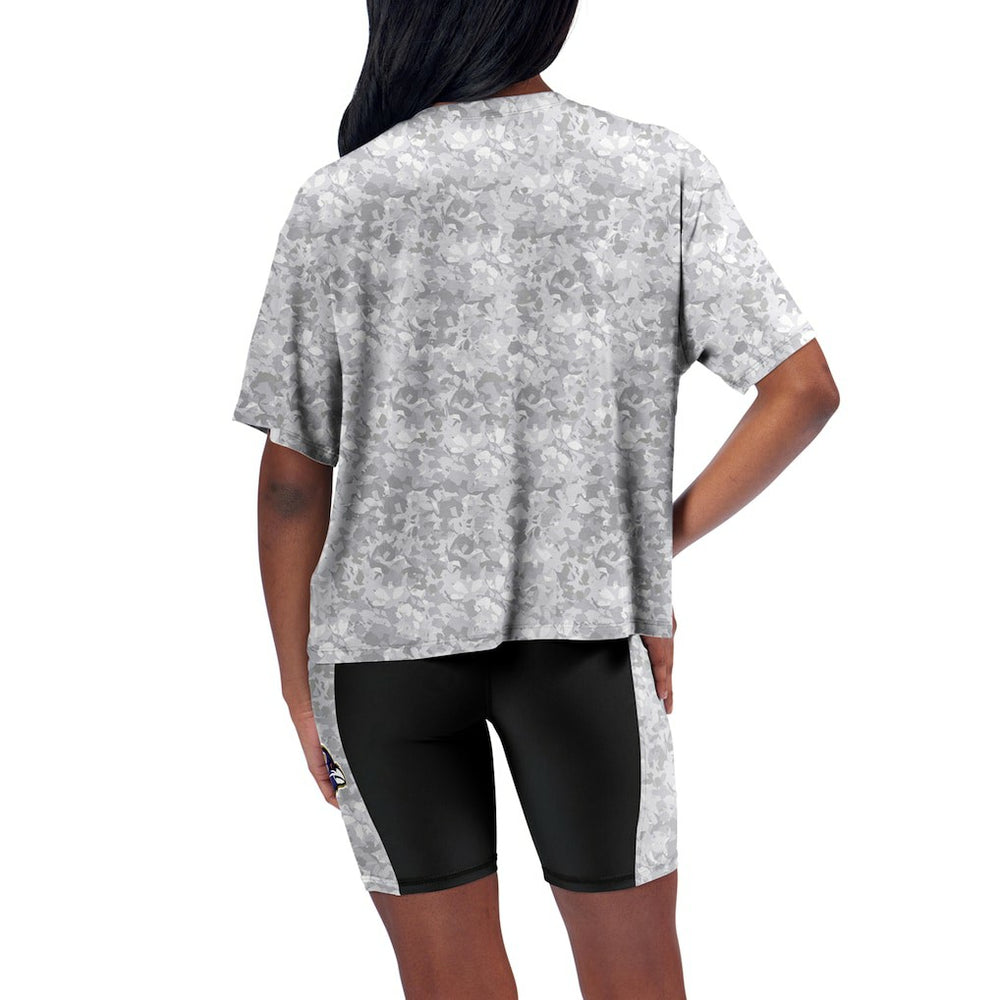 Baltimore Ravens Certo Women's Cropped Turnout T-Shirt Gray