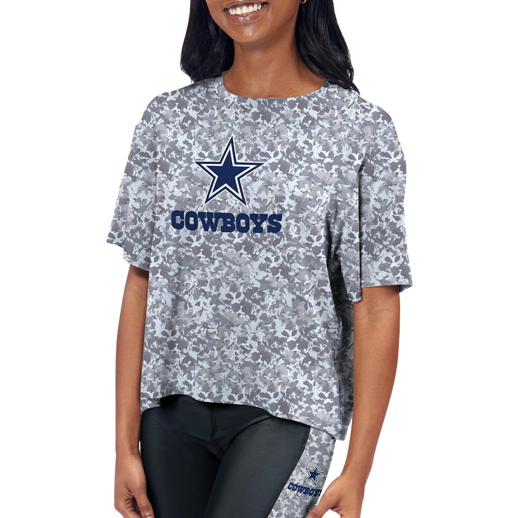 Dallas Cowboys Certo Women's Cropped Turnout T-Shirt Navy