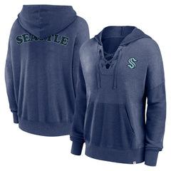 NHL Seattle Kraken Fanatics Women's Breakout Lace-Up Pullover Hoodie - Navy