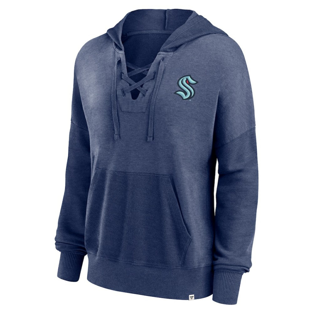NHL Seattle Kraken Fanatics Women's Breakout Lace-Up Pullover Hoodie - Navy