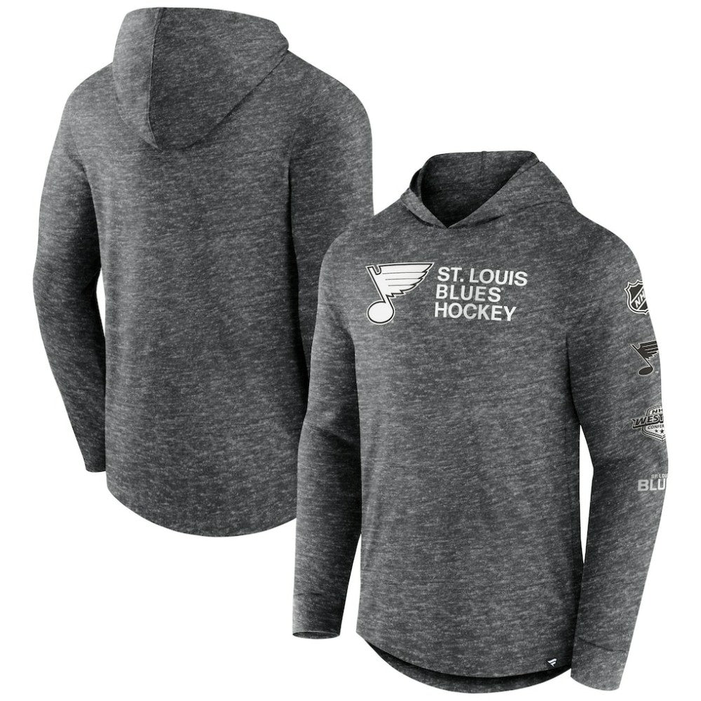 NHL St. Louis Blues Fanatics Stacked Long Sleeve Hoodie T-Shirt - Heather Charcoal