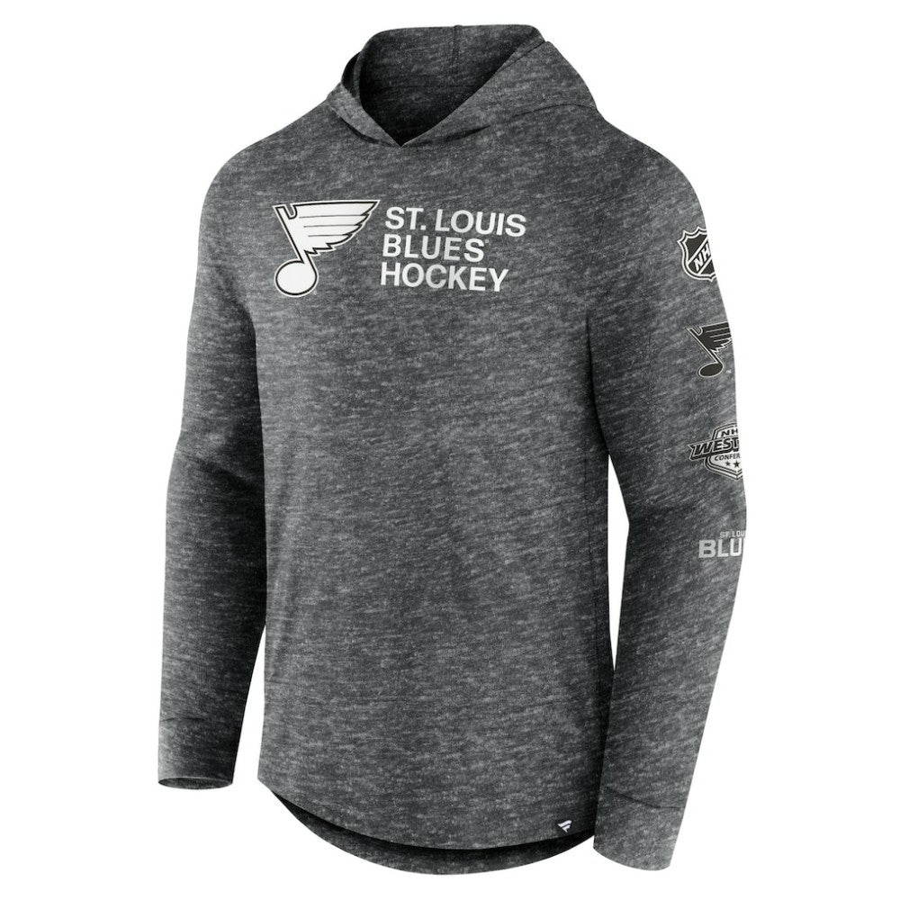 NHL St. Louis Blues Fanatics Stacked Long Sleeve Hoodie T-Shirt - Heather Charcoal