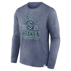 NHL Seattle Kraken Fanatics Keep The Zone Long Sleeve T-Shirt - Heather Deep Sea Blue