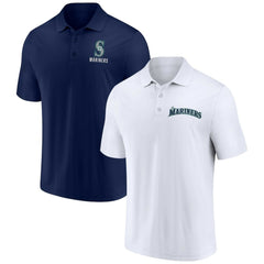 Seattle Mariners Fanatics Two-Pack Logo Lockup Polo Set - Navy/White