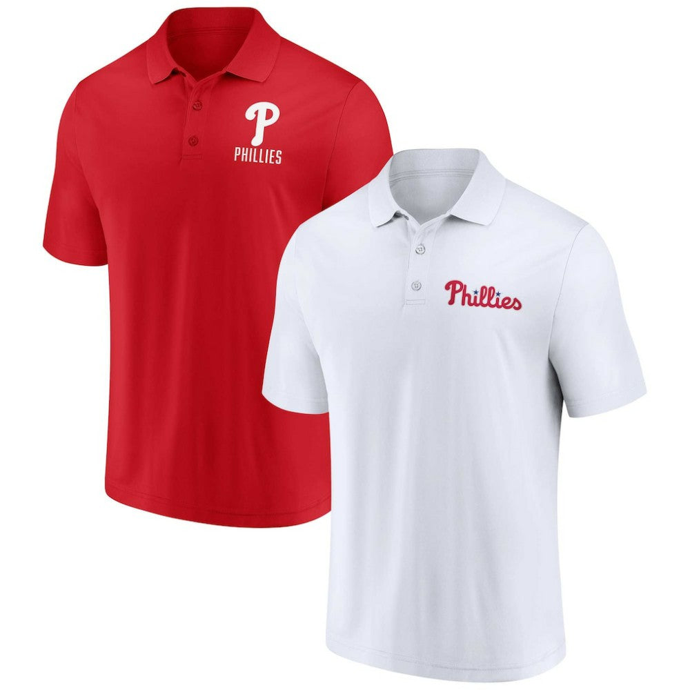 Philadelphia Phillies Fanatics Two-Pack Logo Lockup Polo Set - Red/White