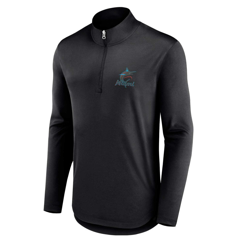 Miami Marlins Fanatics Quarterback Quarter-Zip Top - Black Tops