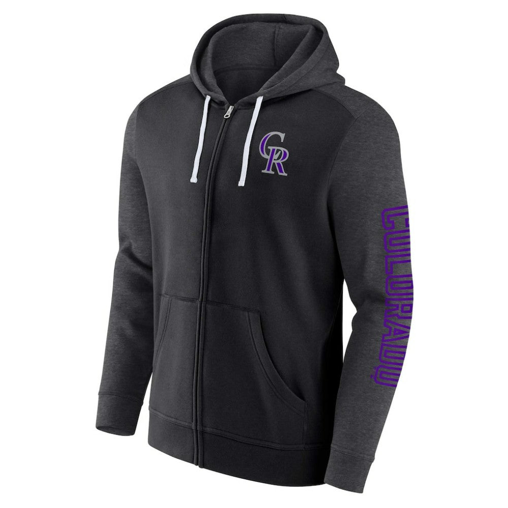 Colorado Rockies Fanatics Offensive Line Up Lightweight Full-Zip Hoodie - Black Hoodies