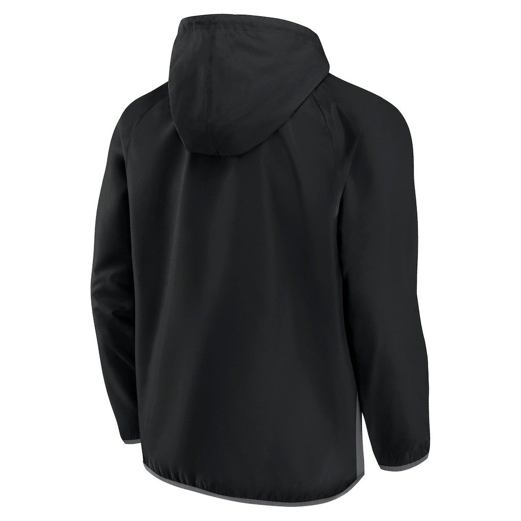 Brooklyn Nets Anorak Flagrant Foul Color-Block Raglan Hoodie Half-Zip Jacket Black/Gray