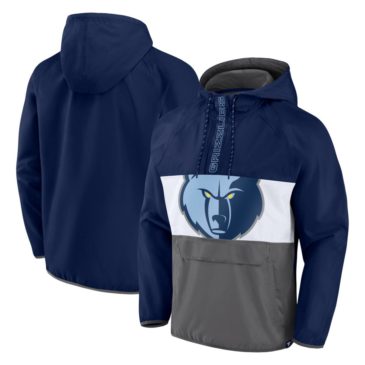 Memphis Grizzlies Anorak Flagrant Foul Color-Block Raglan Hoodie Half-Zip Jacket Navy/Gray
