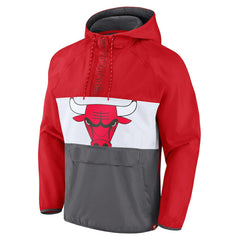 Chicago Bulls Anorak Flagrant Foul Color-Block Raglan Hoodie Half-Zip Jacket Red/Gray