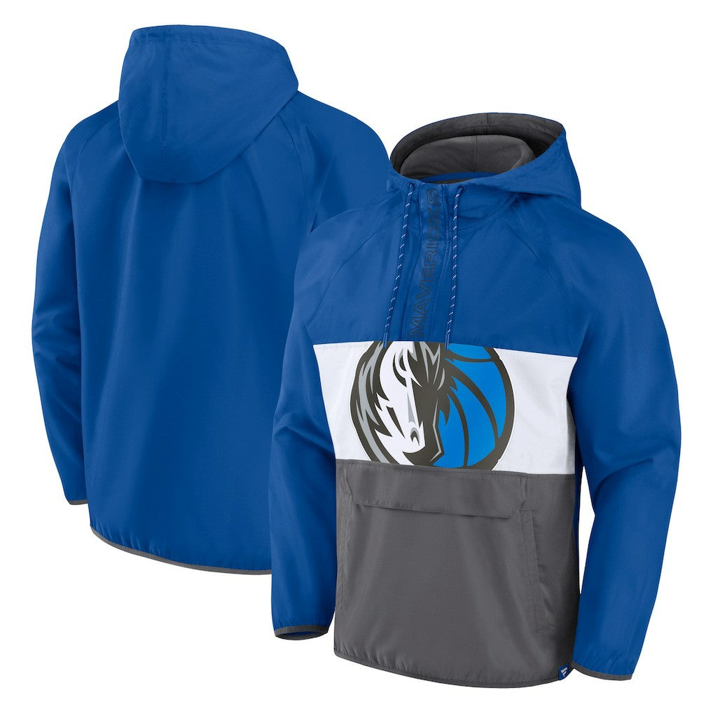 Dallas Mavericks Anorak Flagrant Foul Color-Block Raglan Hoodie Half-Zip Jacket Blue/Gray