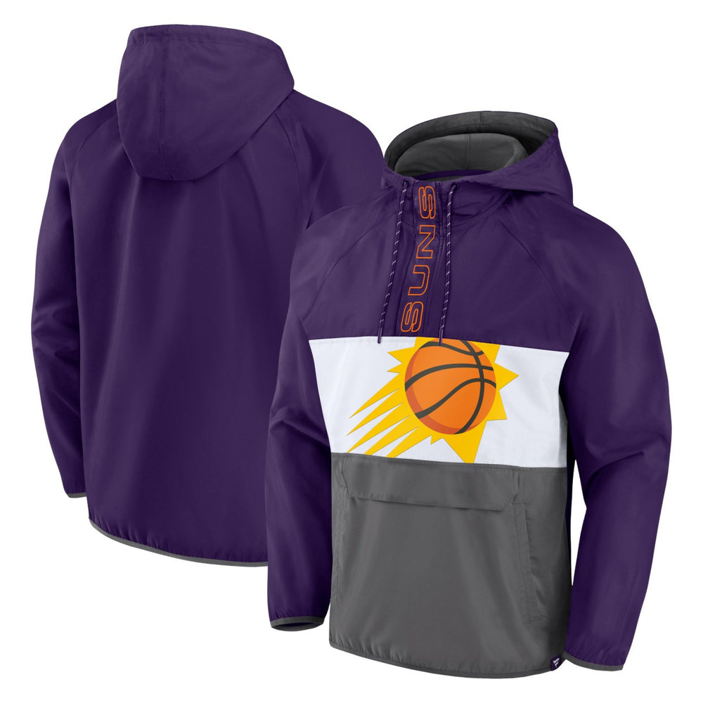 Phoenix Suns Anorak Flagrant Foul Color-Block Raglan Hoodie Half-Zip Jacket Purple/Gray
