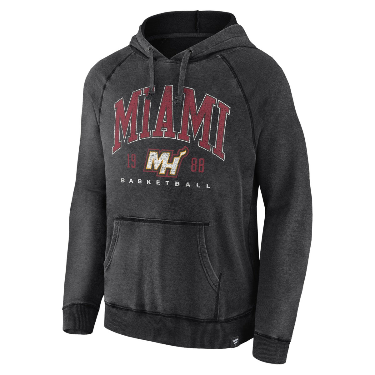 Miami Heat Foul Trouble Snow Wash Raglan Pullover Hoodie Heather Charcoal