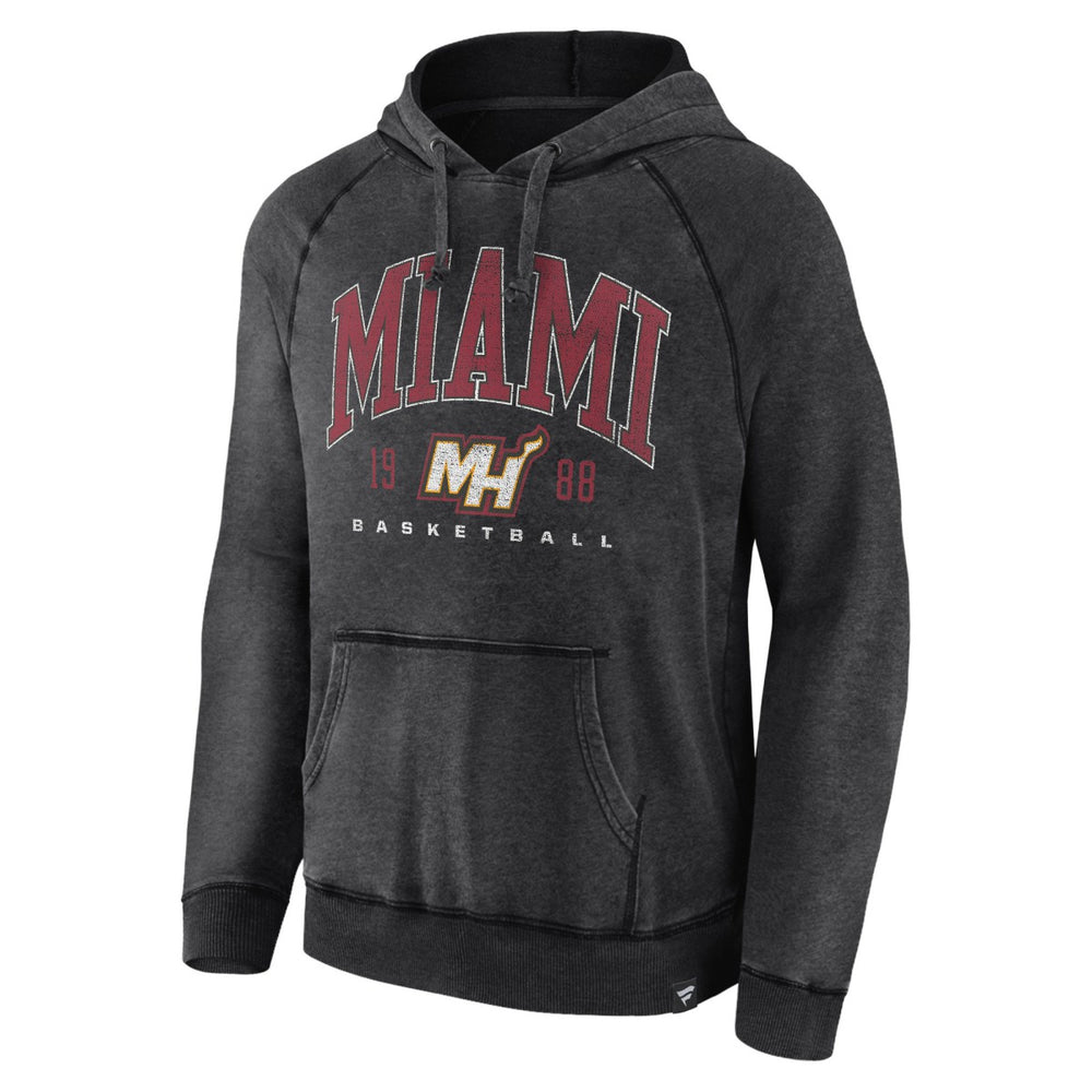 Miami Heat Foul Trouble Snow Wash Raglan Pullover Hoodie Heather Charcoal