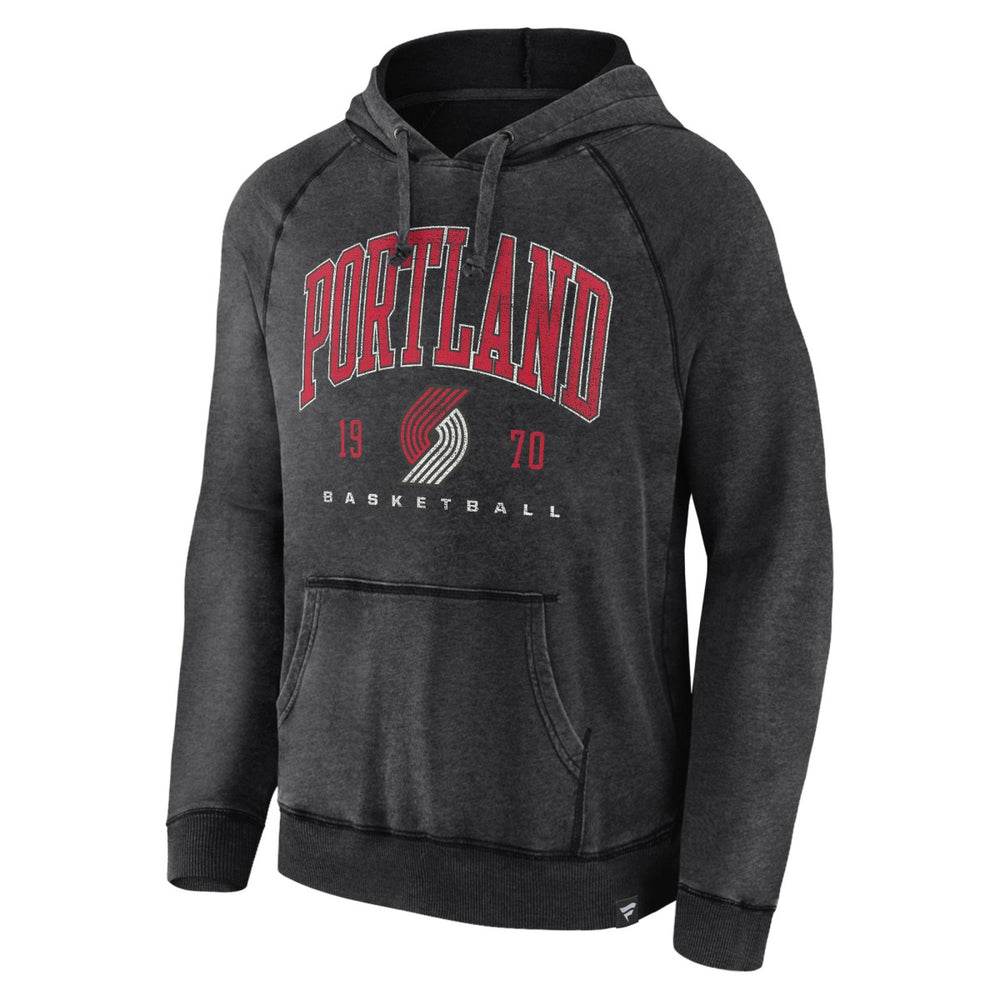 Portland Trail Blazers Foul Trouble Snow Wash Raglan Pullover Hoodie Heather Charcoal