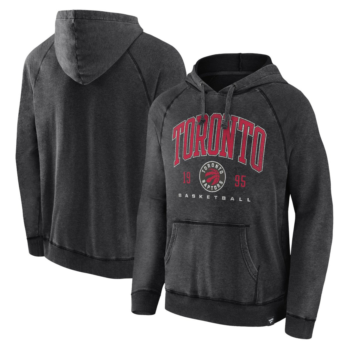 Toronto Raptors Foul Trouble Snow Wash Raglan Pullover Hoodie Heather Charcoal