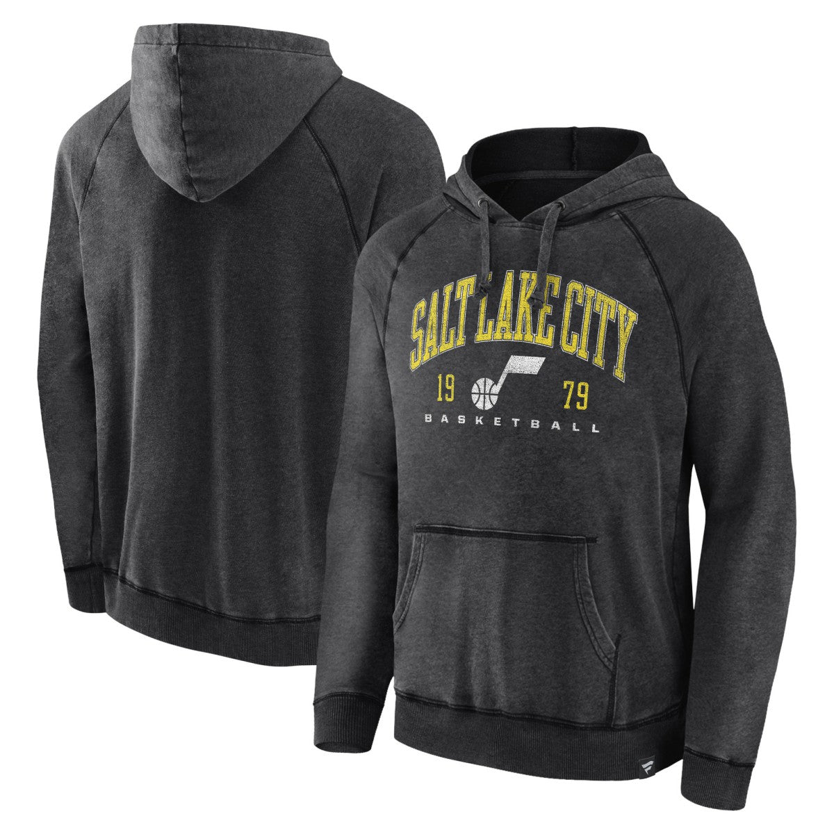 Utah Jazz Foul Trouble Snow Wash Raglan Pullover Hoodie Heather Charcoal
