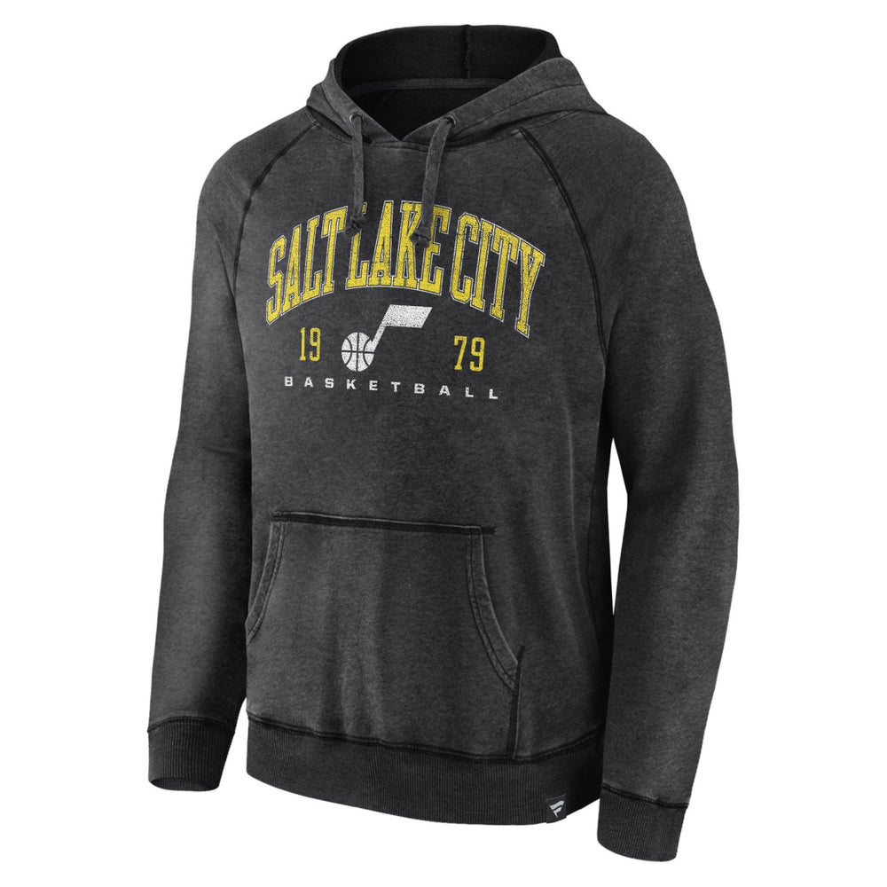 Utah Jazz Foul Trouble Snow Wash Raglan Pullover Hoodie Heather Charcoal