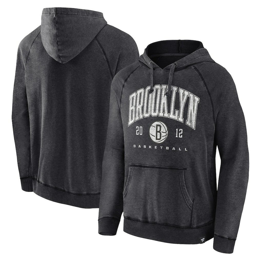 Brooklyn Nets Foul Trouble Snow Wash Raglan Pullover Hoodie Heather Charcoal