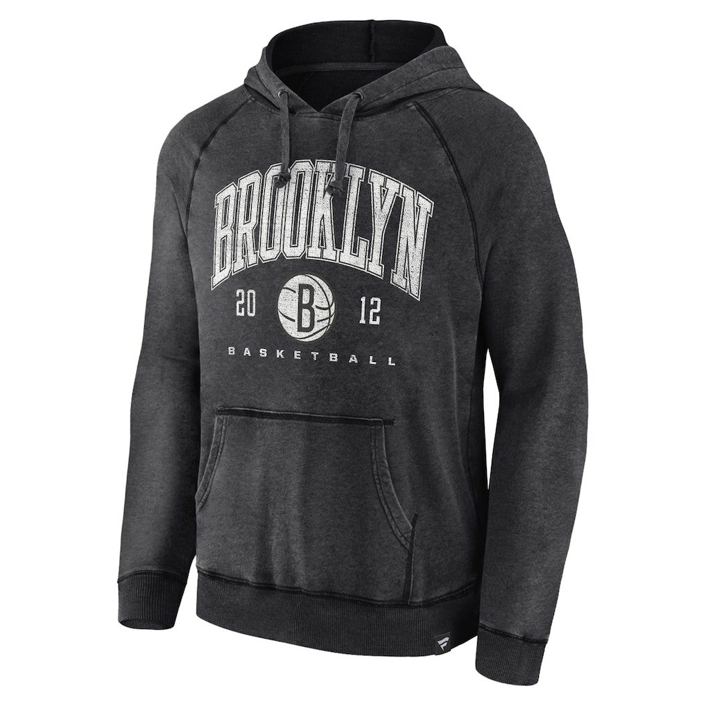 Brooklyn Nets Foul Trouble Snow Wash Raglan Pullover Hoodie Heather Charcoal