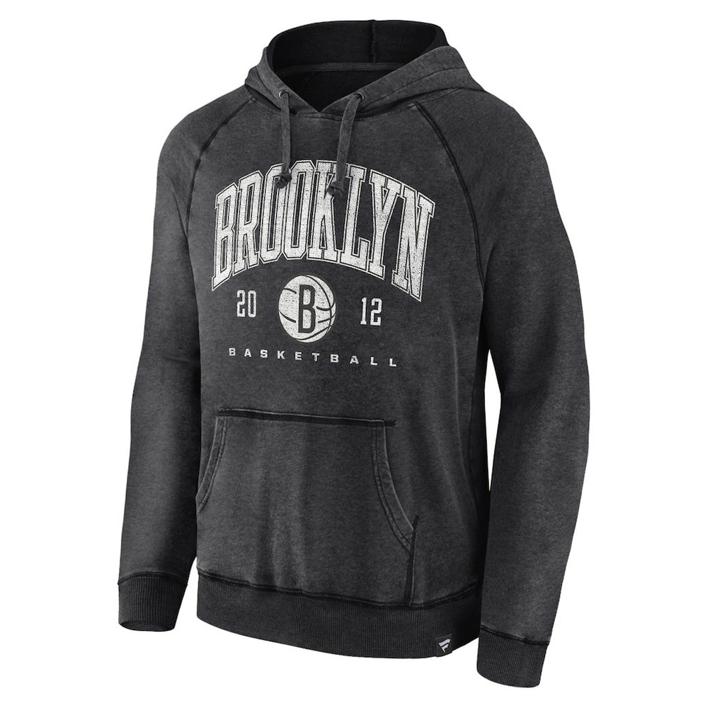 Brooklyn Nets Foul Trouble Snow Wash Raglan Pullover Hoodie Heather Charcoal