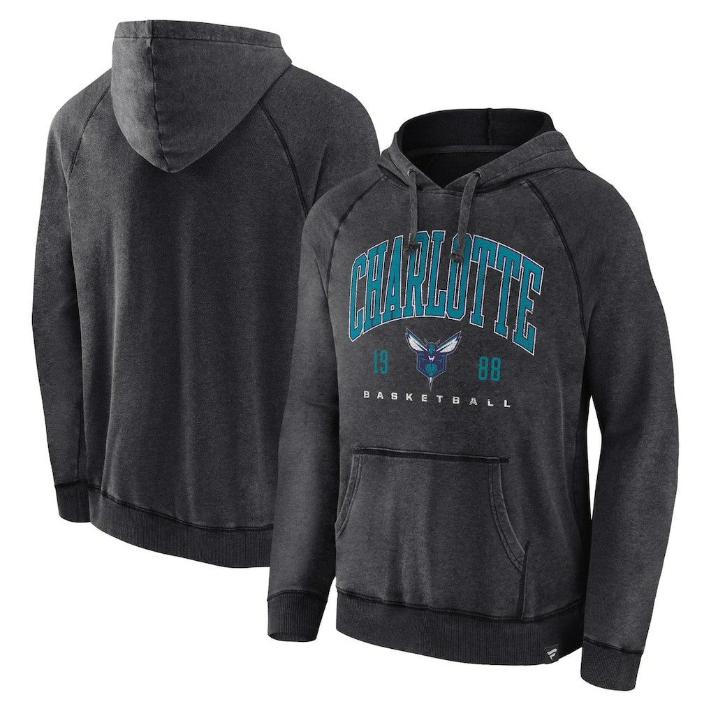 Charlotte Hornets Foul Trouble Snow Wash Raglan Pullover Hoodie Heather Charcoal