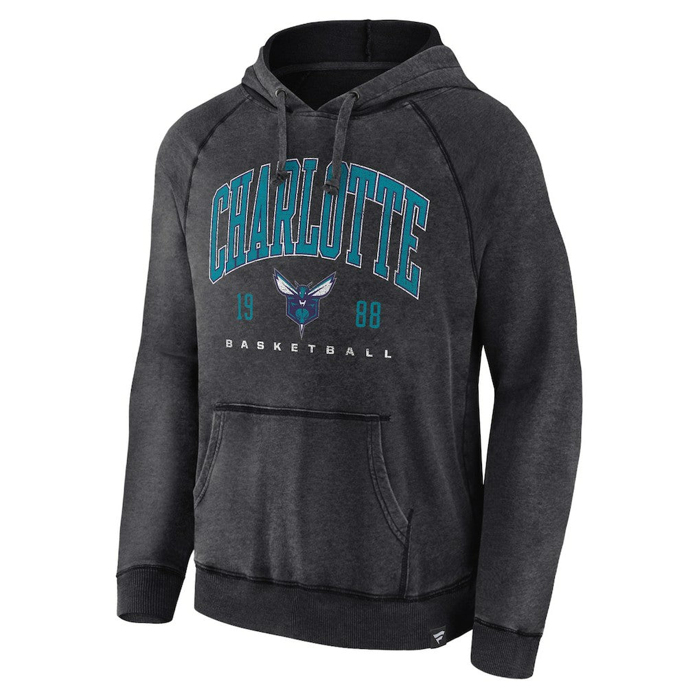 Charlotte Hornets Foul Trouble Snow Wash Raglan Pullover Hoodie Heather Charcoal