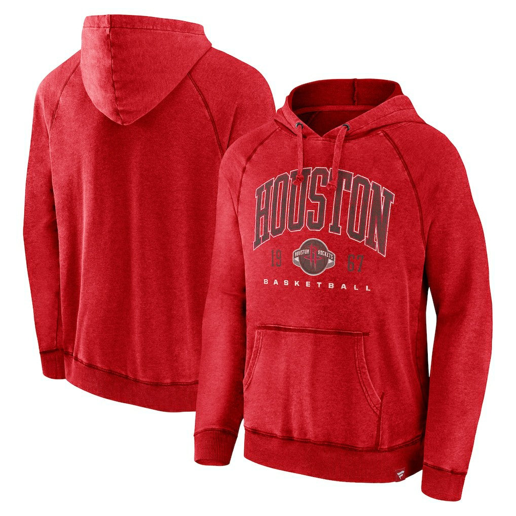 Houston Rockets Foul Trouble Snow Wash Raglan Pullover Hoodie Heather Red