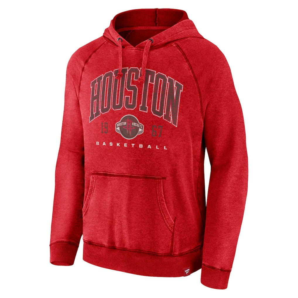 Houston Rockets Foul Trouble Snow Wash Raglan Pullover Hoodie Heather Red