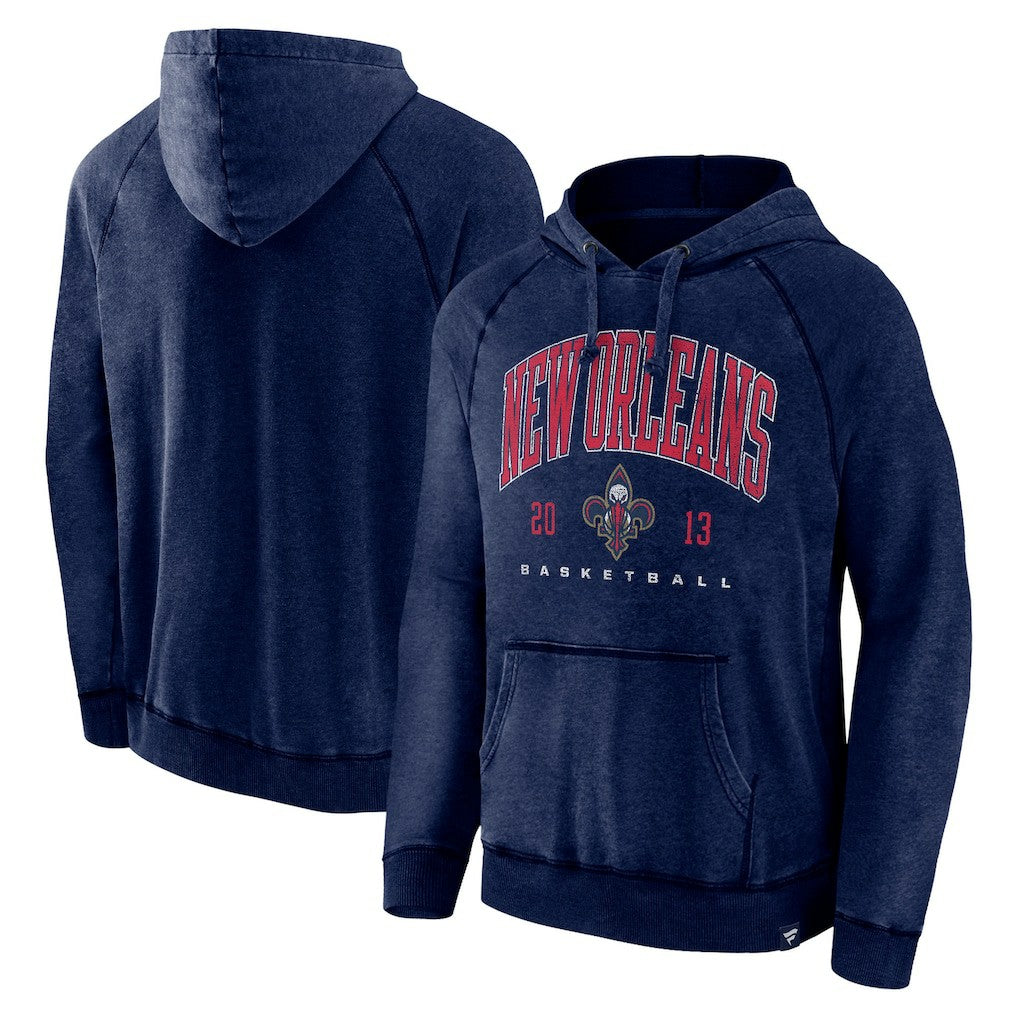 New Orleans Pelicans Foul Trouble Snow Wash Raglan Pullover Hoodie Heather Navy