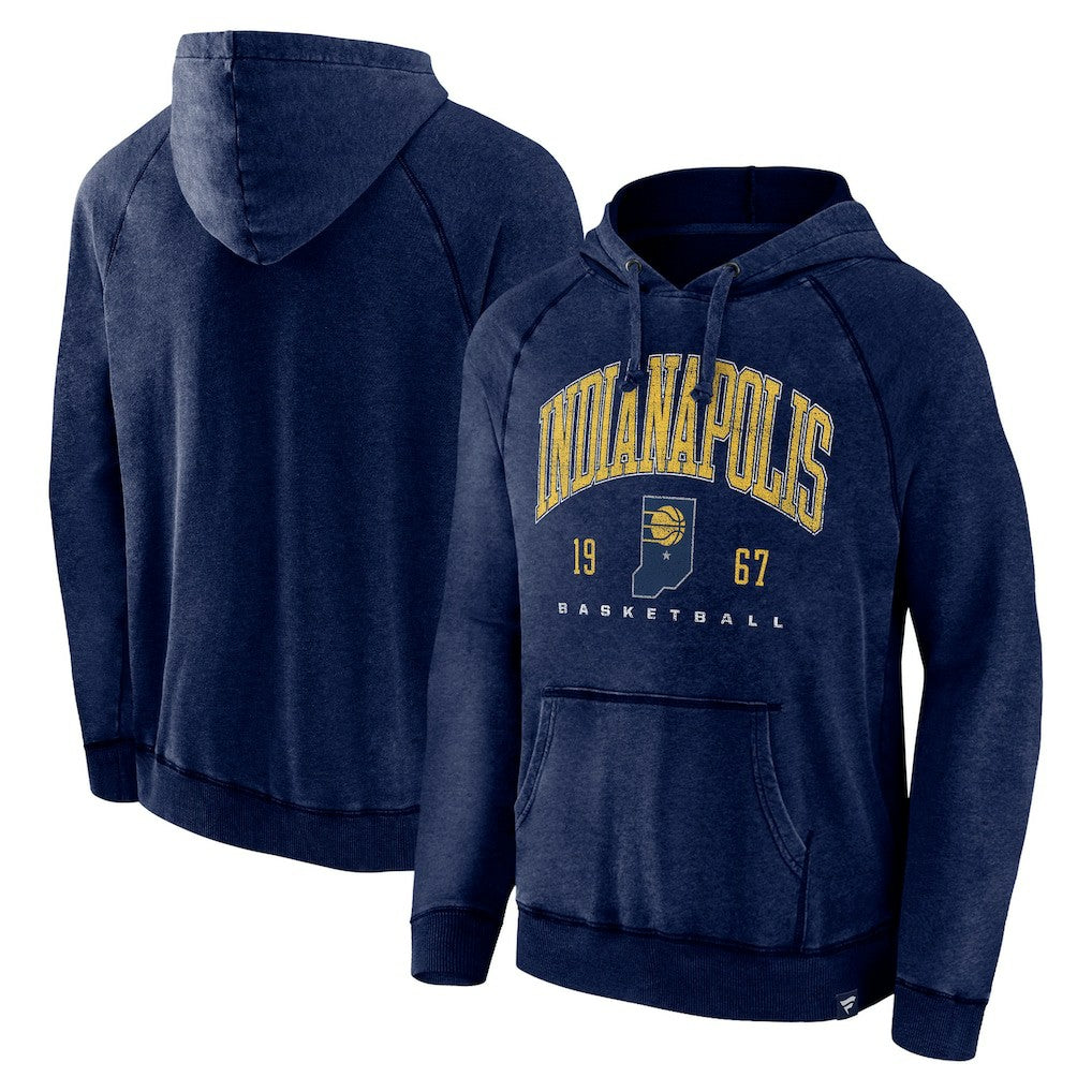 Indiana Pacers Foul Trouble Snow Wash Raglan Pullover Hoodie Heather Navy