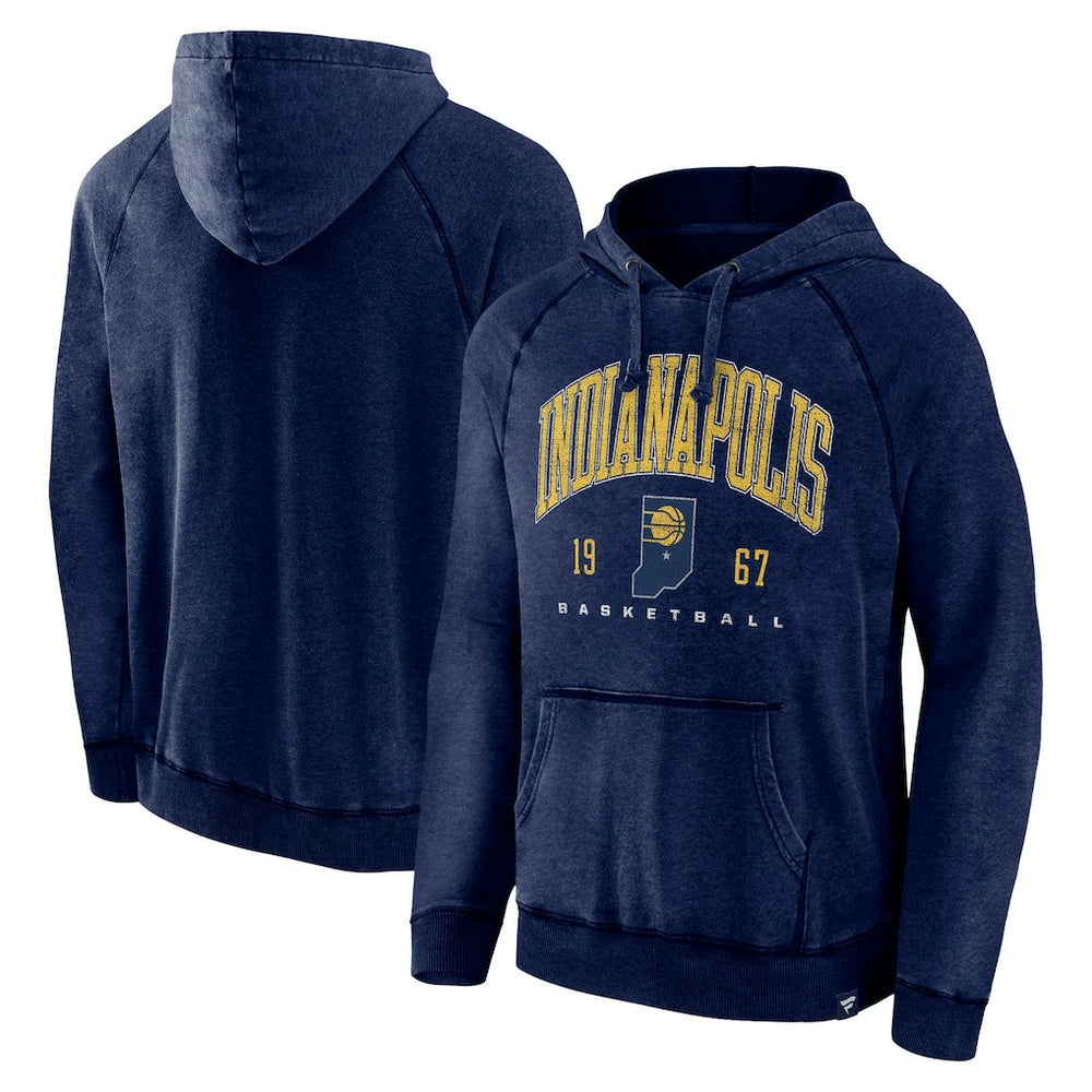 Indiana Pacers Foul Trouble Snow Wash Raglan Pullover Hoodie Heather Navy